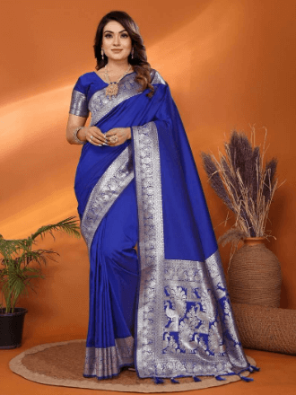 Sari bleu royal