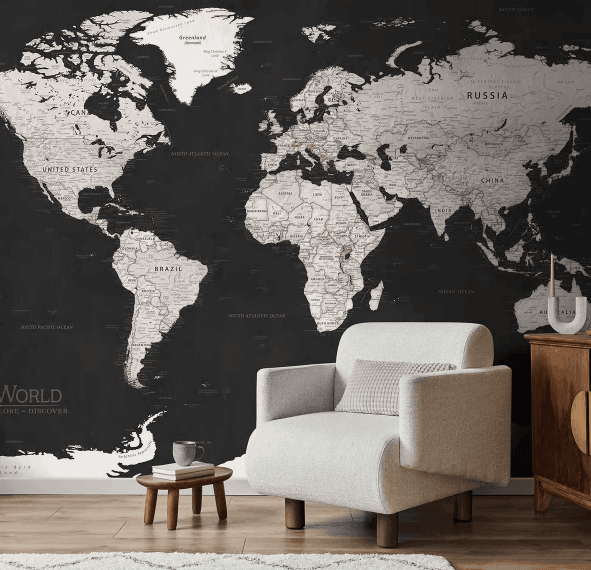 Fonds d'écran Carte du monde en noir et blanc