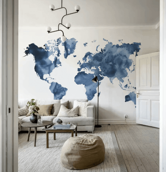 Fonds d'écran de la carte du monde à l'aquarelle